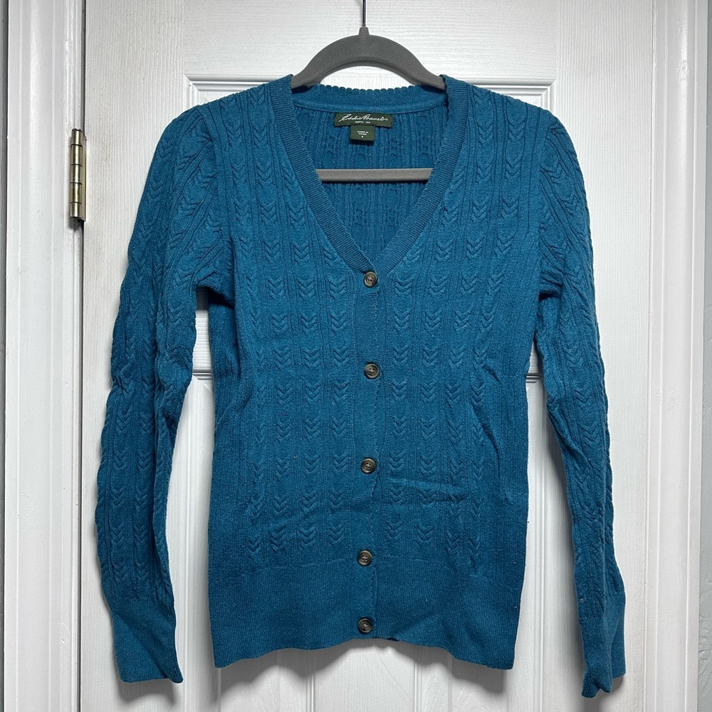 Eddie Bauer Women's Teal Cardigan Sweater